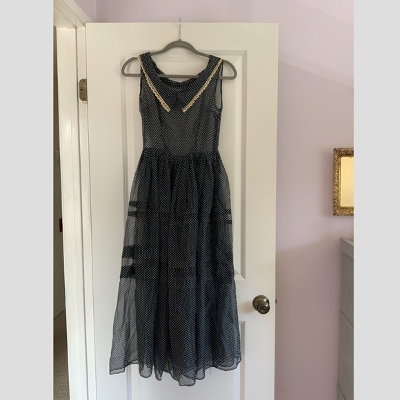 Dresses & Skirts - Sheer vintage polka-dot maxi dress